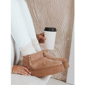 Női platformos hótalpú cipő, bézs színű kép