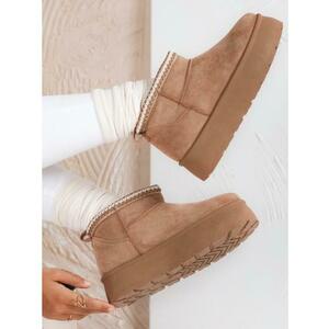 Női platformos hótalpú cipő, bézs kép