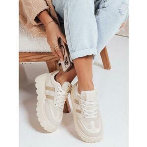 Női platformos cipő szőrme díszítéssel, bézs kép