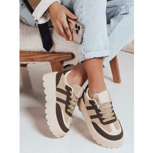 Női platformos cipő szőrme díszítéssel, barna kép