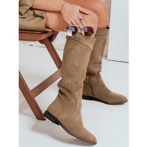 Női szarvasbőr cipő alacsony sarokkal, bézs kép