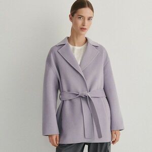 Reserved - Gyapjúban gazdag kabát övvel - Bíbor kép