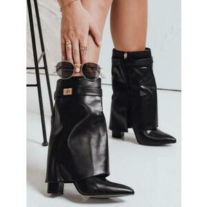 Női magas szárú cipő magas sarokkal, fekete kép