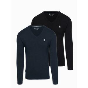 Férfi denim kabát kötött ujjakkal és kapucnival – fekete V3 OM-JADJ-0220 kép