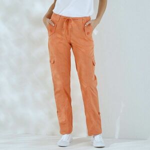 Egyenes szárú nadrág, zsebekkel és kiugró szárral, vászonból kép