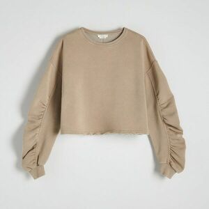 Reserved - Gyűrt ujjú pulcsi - Bézs kép