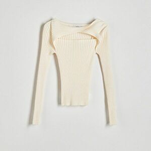 Reserved - Díszkivágásos pulóver - Krém kép