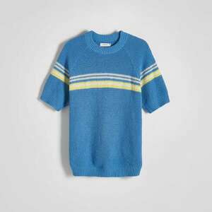 Reserved - Bordázott kötésű pulóver - Kék kép