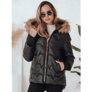 Női steppelt téli kabát SNOWMISS, fekete kapucnival kép