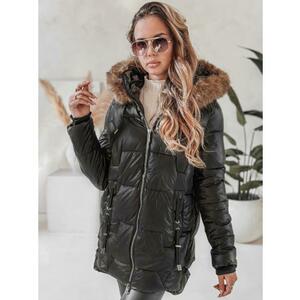 Női téli kabát NORINA, steppelt szőrme gallérral, fekete kép