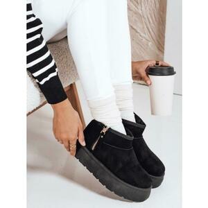 Női fekete platformos hótalpú cipő kép