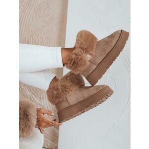 Női bézs színű, bélelt téli csizma kép