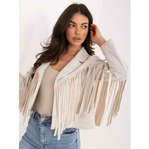 Világos bézs színű rövid szarvasbőr kabát RUE PARIS kép