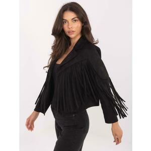 Fekete rövid kabát rojtokkal RUE PARIS kép