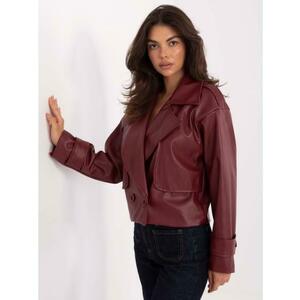 Bordó kétsoros műbőr kabát RUE PARIS kép