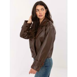 Barna rövid kabát műbőrből RUE PARIS kép