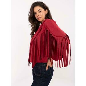 Piros, cowboy stílusú, gomb nélküli kabát RUE PARIS kép