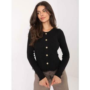 Fekete női pulóver díszgombokkal kép