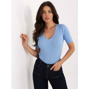 Világos kék csíkos pulóver rövid ujjú kép