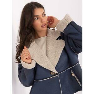 Kék, rövid kabát imitált zsebekkel kép