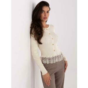 Vajas női pulóver volánokkal az alsó szegélyén kép