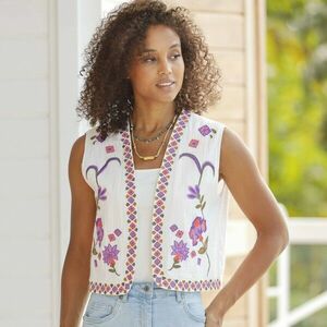 Hímzett pamut géz mellény kép