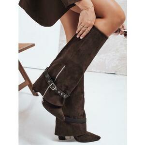 Női szarvasbőr bokacsizma sarokkal, barna kép