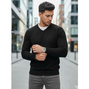 Férfi pulóver V-kivágással, fekete kép