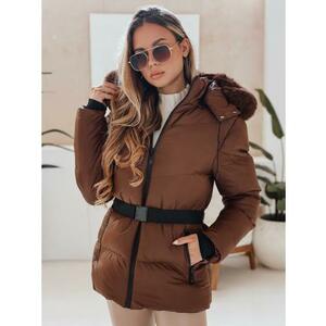 LOVELINA női steppelt téli kabát kapucnival, barna kép