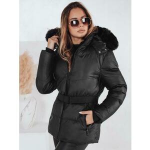 LOVELINA női steppelt téli kabát kapucnival, fekete kép