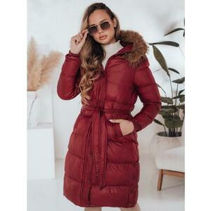 Női steppelt téli kabát szőrme gallérral STYLEBELLA piros kép