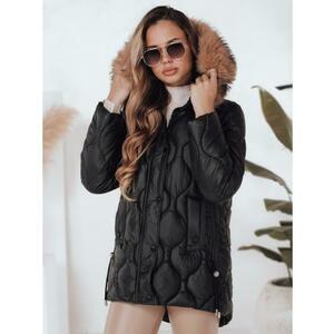 Női steppelt téli kabát kapucnival LUMORE fekete kép