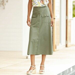 Midi szoknya gombokkal, pamut és lenvászon keverékből kép