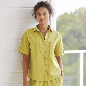 Rövidujjú ing pamut és lenvászon keverékből készült kép