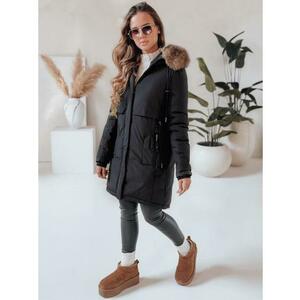 Női téli park kabát kapucnival, fekete kép