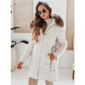 Női téli park kabát kapucnival, világos bézs kép