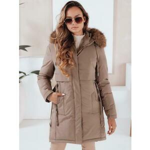 Női téli park kabát kapucnival, sötét bézs kép