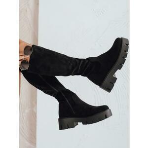 Női fekete szarvasbőr cipő platformtal kép