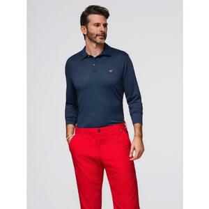 Póló hosszú ujjú, elegáns gombokkal és a márka logójával – fekete V1 OM-POLS-0139 kép