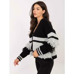 Fekete-szürke kardigán csíkokkal kép