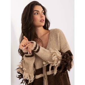 Bézs-barna kardigán rojtokkal kép