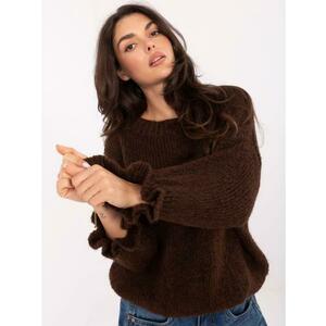 Sötétbarna női oversized pulóver gyapjúval kép