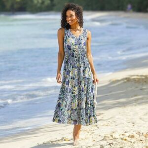 Hosszú fodros ruha nyomtatással kép