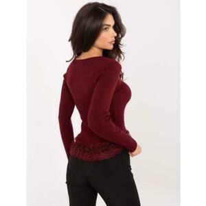 Bordó női pulóver díszgombokkal kép
