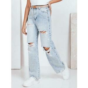 Női széles szárú, kopott farmer, kék kép