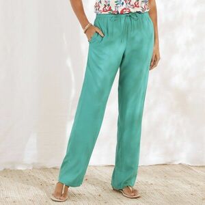 Egyszínű, széles szárú nadrág rugalmas derékszíjjal, viszkózból készült. kép