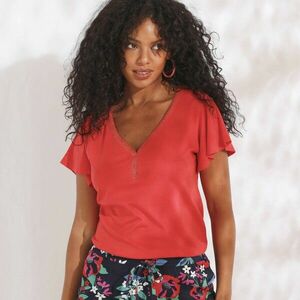 V-nyakú póló csillámos díszítéssel kép