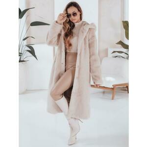 Női hosszú bézs szőrme kabát HELLOCHIC kép