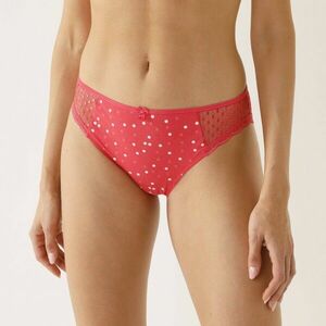 4 darabos Tropea midi bugyi sztreccs trikóból, egyszínű csipkével és pöttyös mintával. kép