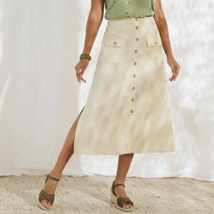 Midi szoknya gombokkal, pamut és lenvászon keverékből kép